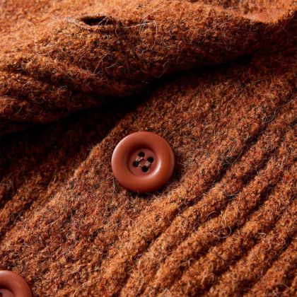 Детска жилетка, плетена, коняк, 128