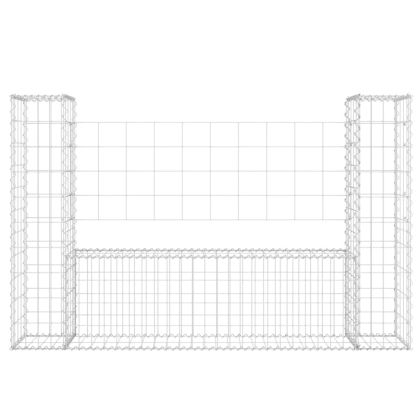 U-образна габионна кошница с 2 стълба, желязо, 140x20x100 см