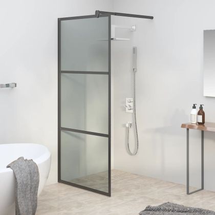 Параван за баня, 80x195 см, затъмнено ESG стъкло, черен