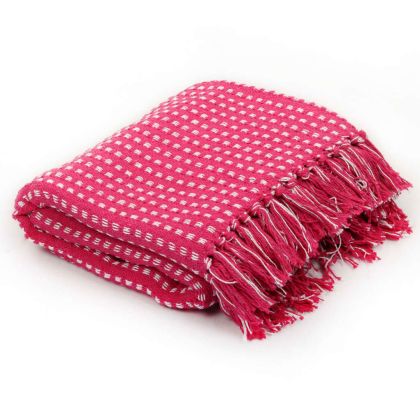 Декоративно одеяло, памук, каре, 125x150 см, розово