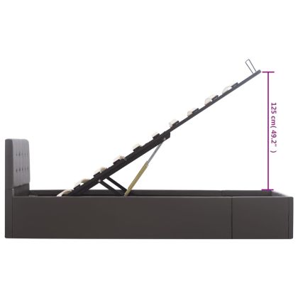 Легло с повдигащ механизъм, сиво, изкуствена кожа, 100x200 cм