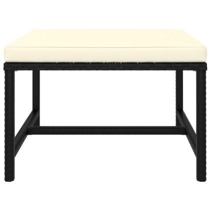 Градински комплект с възглавници, 6 части, черен полиратан