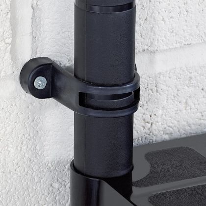 Стелаж за съхранение с 4 рафта черен 244x30,5x130 см пластмаса