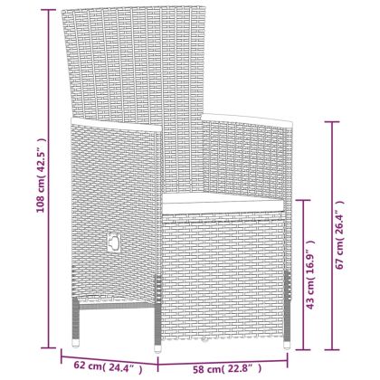 Градински трапезен комплект от 9 части с възглавници сив