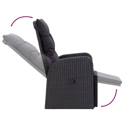 Градински трапезен комплект възглавници 9 части черен