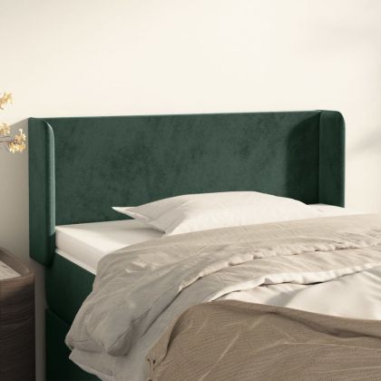 Горна табла за легло, тъмнозелена, 83x16x78/88 см, кадифе