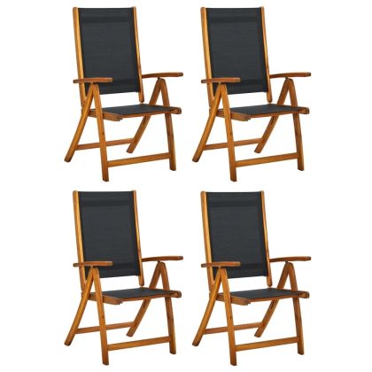 Сгъваеми градински столове, 4 бр, акация масив и textilene