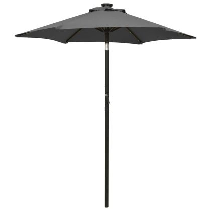 Чадър с LED осветление, антрацит, 200x211 см, алуминий