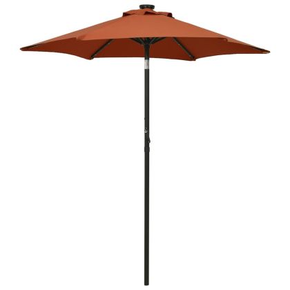 Чадър с LED осветление, теракота, 200x211 см, алуминий