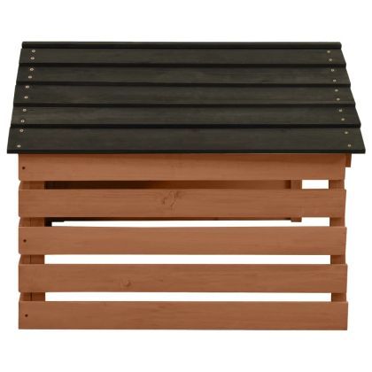 Гараж за роботизирана косачка, черно и кафяво, 78x74x54 см, чам