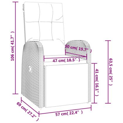 Градински трапезен комплект, 7 части, черен, полиратан и акация