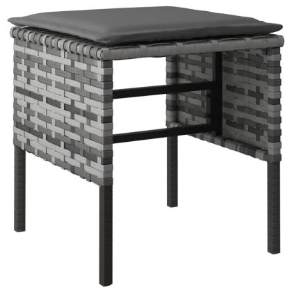 Градински трапезен комплект с възглавници 6 части полиратан сив