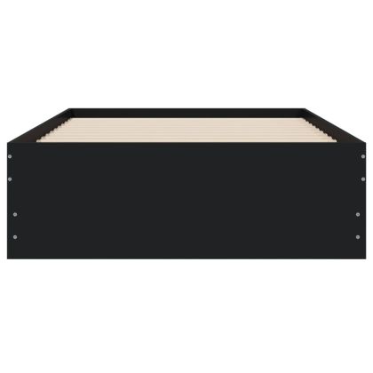 Рамка за легло с чекмеджета, черна, 90x190 см, инженерно дърво