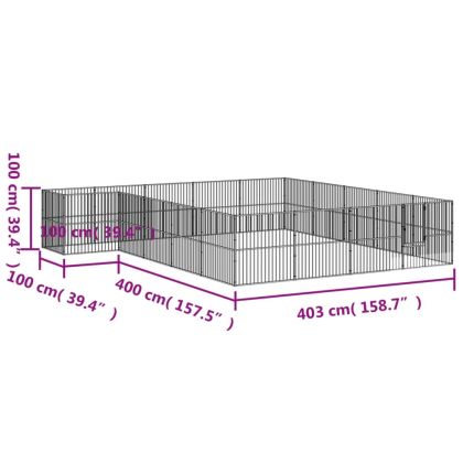 Кошара за кучета с 20 панела, черна, поцинкована стомана