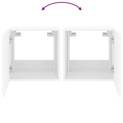 Стенен ТВ шкаф с LED осветление, бял, 40,5x35x40 см