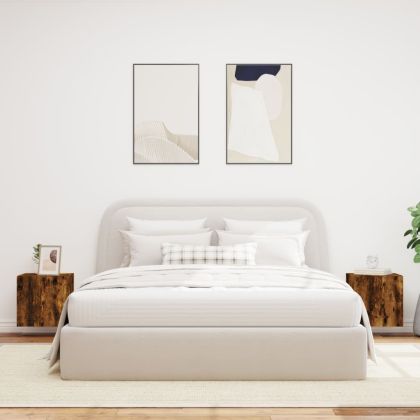 Стенни ТВ шкафове с LED лампи, 2 бр, опушен дъб, 40,5x35x40 см