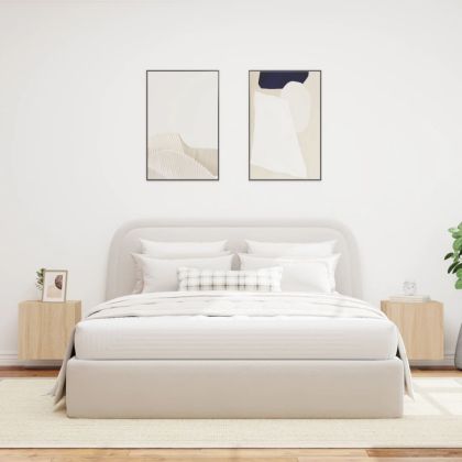 Стенни ТВ шкафове с LED лампи, 2 бр, сонома дъб, 40,5x35x40 см