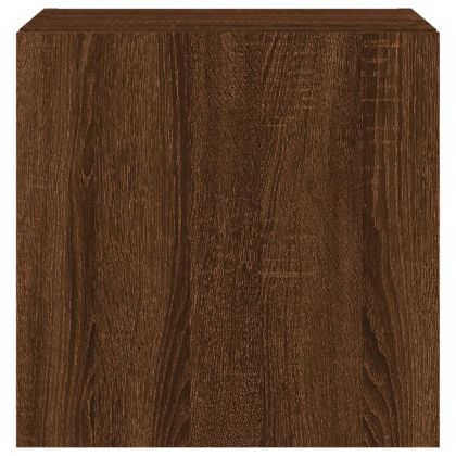 Стенни ТВ шкафове с LED лампи, 2 бр, кафяв дъб, 40,5x35x40 см