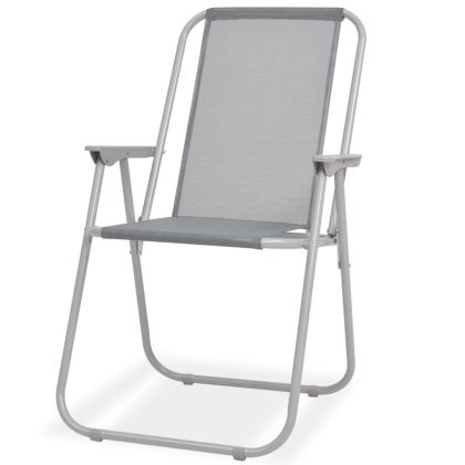 Градински трапезен комплект, 8 части, стомана и textilene, сив