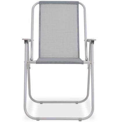 Градински трапезен комплект, 8 части, стомана и textilene, сив