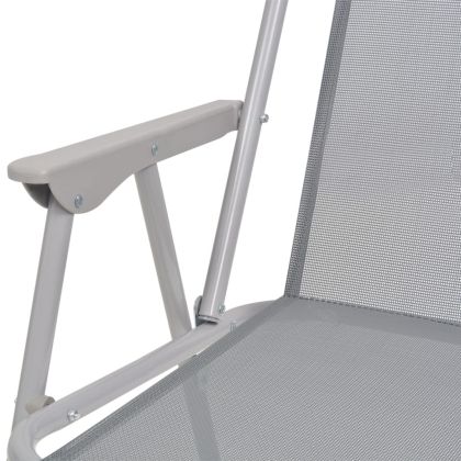 Градински трапезен комплект, 8 части, стомана и textilene, сив