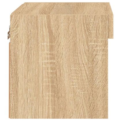 Нощно шкафче с LED осветление, дъб сонома, за стенен монтаж