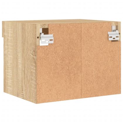 Нощно шкафче с LED осветление, дъб сонома, за стенен монтаж