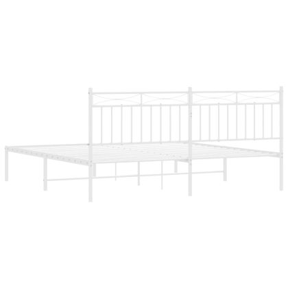 Метална рамка за легло с горна табла, черна, 183x213 см