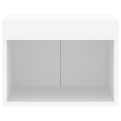 Нощно шкафче с LED осветление, бял, за стенен монтаж