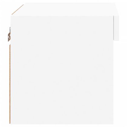 Нощно шкафче с LED осветление, бял, за стенен монтаж