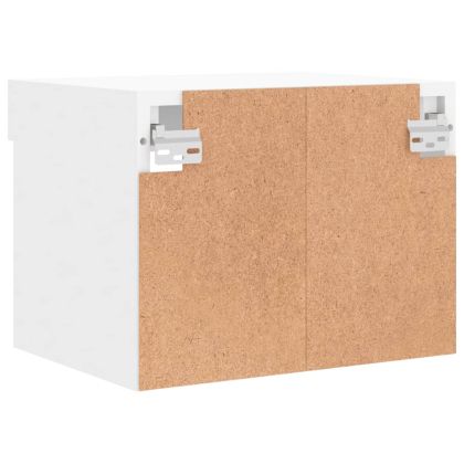 Нощно шкафче с LED осветление, бял, за стенен монтаж