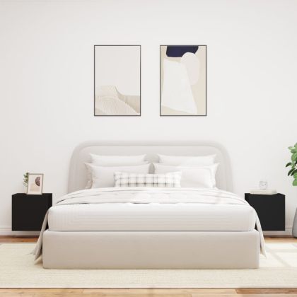 Стенни ТВ шкафове с LED осветление, 2 бр, черни, 40,5x35x40 см