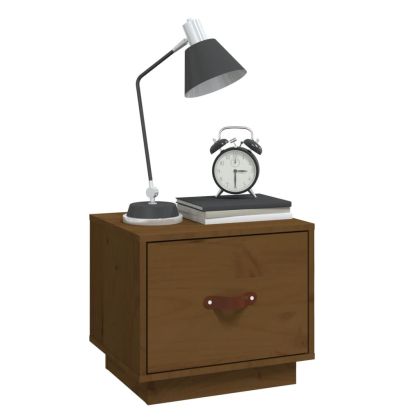 Нощни шкафчета, 2 бр, меденокафяви, 40x34x35 см, бор масив