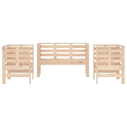 Градински лаундж комплект, 3 части, борово дърво масив