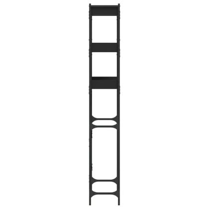 Рафт за пералня, черен, 67x25x163 см, инженерно дърво