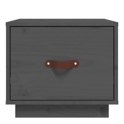 Нощно шкафче, сиво, 40x34x35 см, борово дърво масив