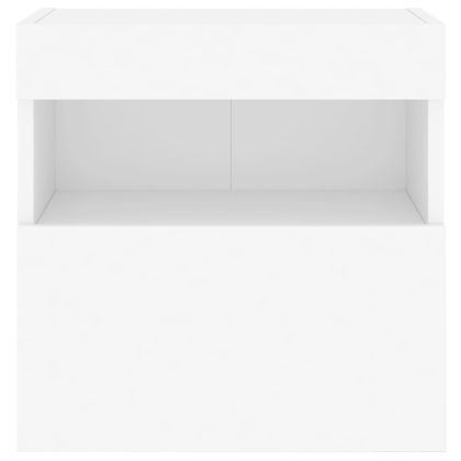 Стенен ТВ шкаф с LED осветление, бял, 40x30x40 см