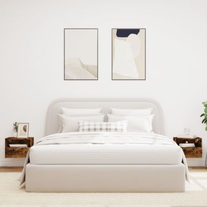 Стенни ТВ шкафове 2 бр опушен дъб 40x30x30 см инженерно дърво