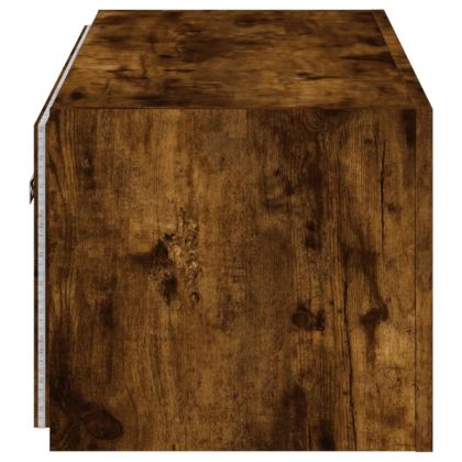 Стенен ТВ шкаф с LED осветление, опушен дъб, 100x35x31 см