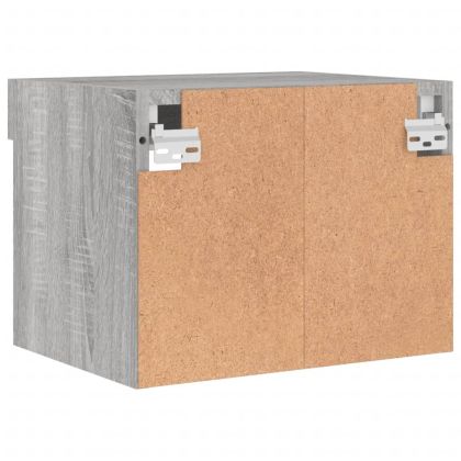 Нощно шкафче с LED осветление, сив сонома, за стенен монтаж