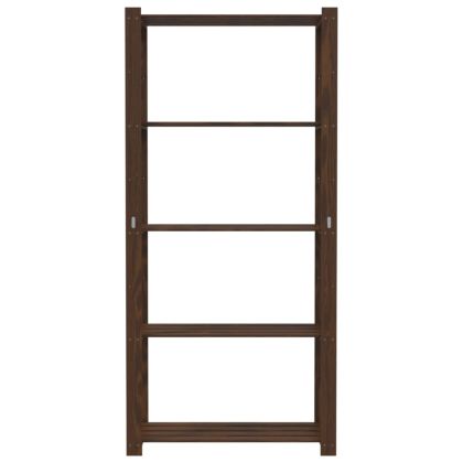 5-етажен стелаж за съхранение, кафяв, 80x38x170 см, бор масив