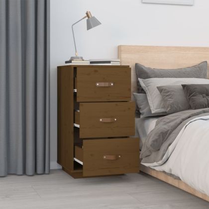 Нощни шкафчета, 2 бр, меденокафяви, 40x40x75 см, бор масив