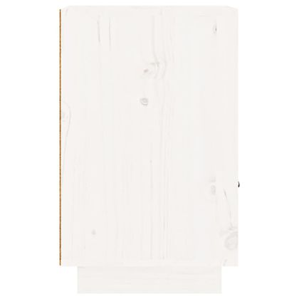 Нощно шкафче, бяло,40x34x55 см, борово дърво масив