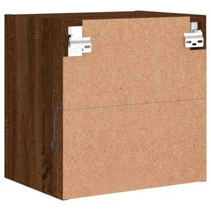 Нощно шкафче с LED осветление, кафяв дъб, за стенен монтаж