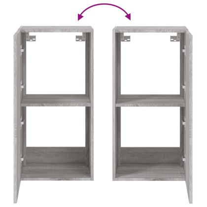 Стенен ТВ шкаф с LED осветление, сив сонома, 40,5x35x80 см