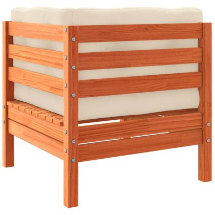 Градински ъглов диван с възглавници восъчнокафяв бор масив