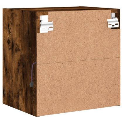 Нощно шкафче с LED осветление, опушен дъб, за стенен монтаж