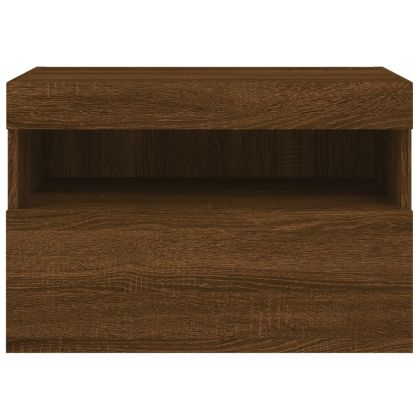 Стенен ТВ шкаф с LED осветление, кафяв дъб, 60x30x40 см