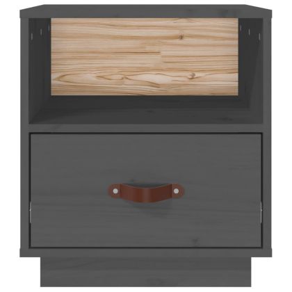 Нощни шкафчета, 2 бр, сиви, 40x34x45 см, борово дърво масив