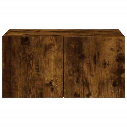 Стенен ТВ шкаф с LED осветление, опушен дъб, 60x35x31 см